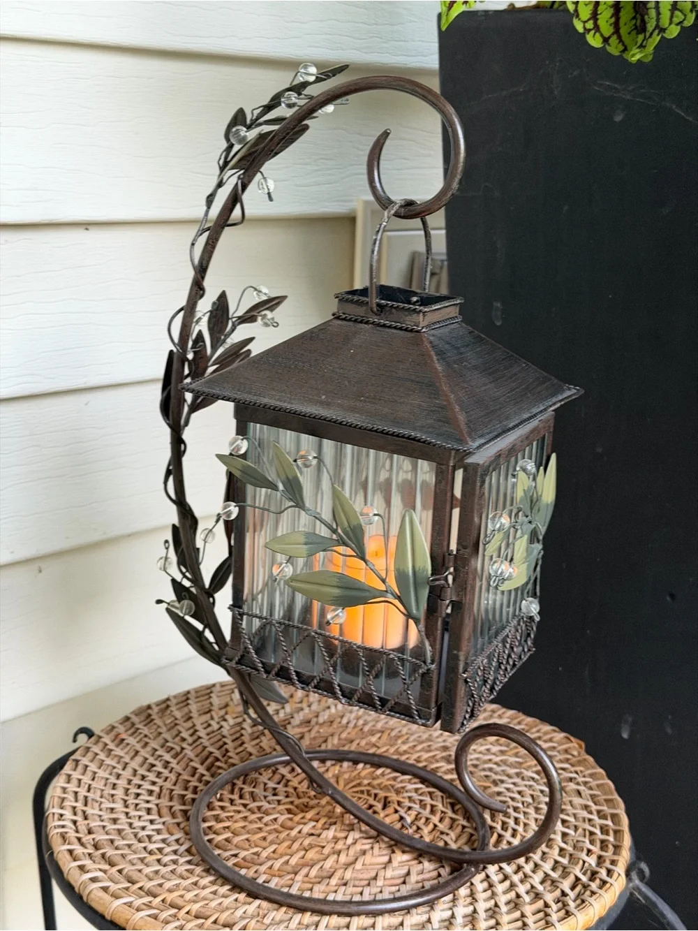 Vintage PartyLite Metal Ivy Leaf Candle Lantern